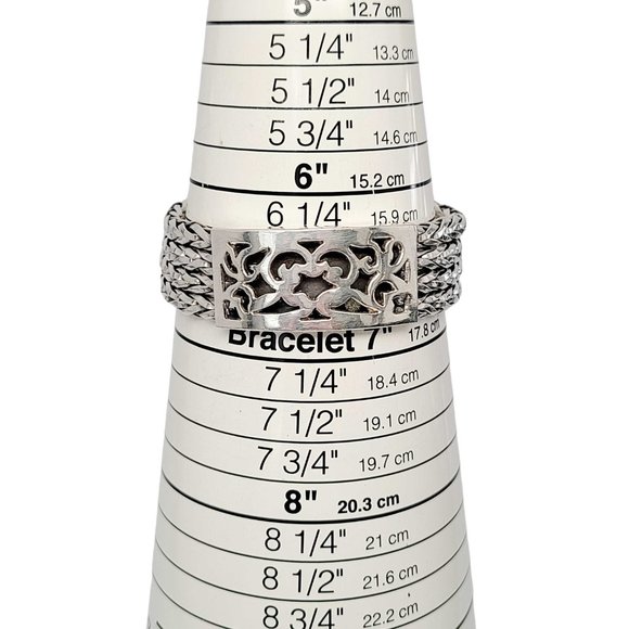 Sterling Silver Multi-Strand Woven/Wheat Bracelet Box Clasp #9097 - Picture 12 of 12